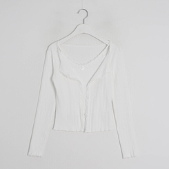 【キャミSET】レースリボン長袖カーディガン