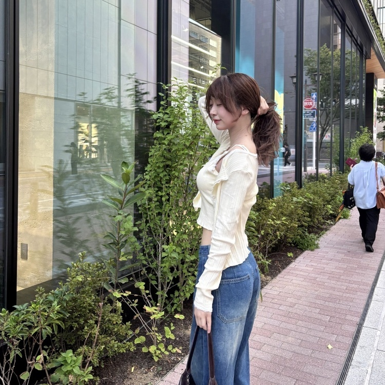 리본 레이스 끈나시 가디건 세트 베이지