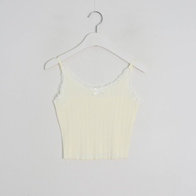 리본 레이스 끈나시 가디건 세트