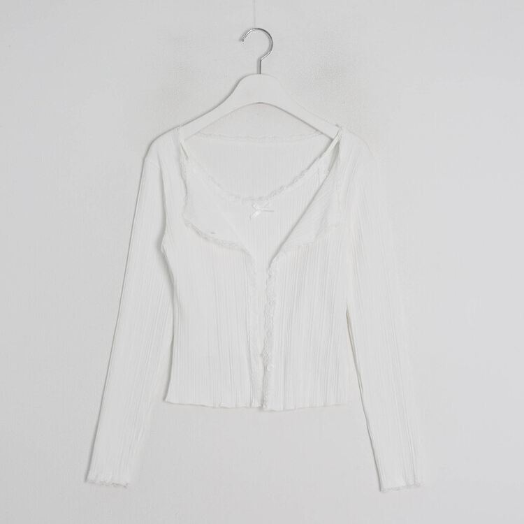 리본 레이스 끈나시 가디건 세트