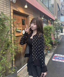 ドットニットカーディガン BLACK