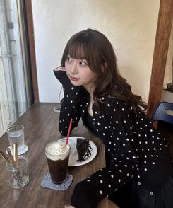 ドットニットカーディガン BLACK