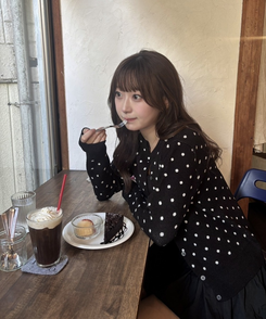 ドットニットカーディガン BLACK