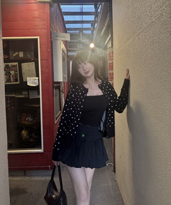 ドットニットカーディガン BLACK