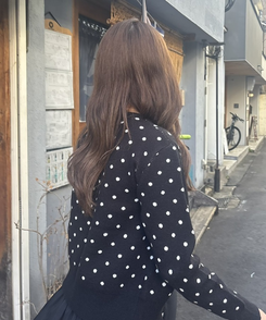 ドットニットカーディガン BLACK