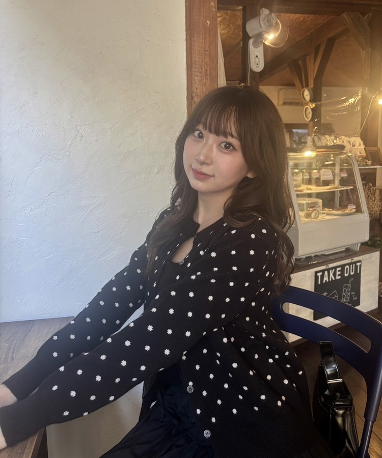 도트 니트 가디건 블랙