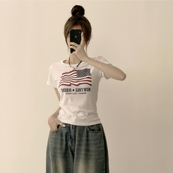 ビンテージスリムフィット半袖Tシャツ WHITE