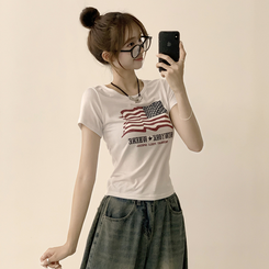 ビンテージスリムフィット半袖Tシャツ WHITE