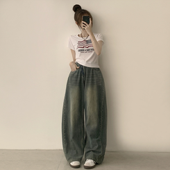 ビンテージスリムフィット半袖Tシャツ WHITE