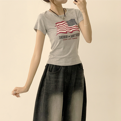 ビンテージスリムフィット半袖Tシャツ GREY