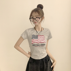 ビンテージスリムフィット半袖Tシャツ GREY