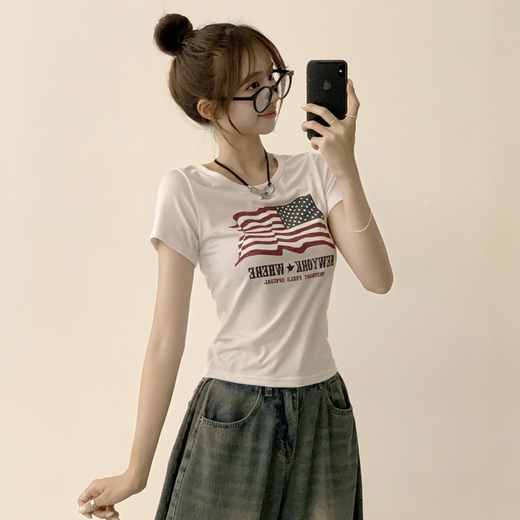 ビンテージスリムフィット半袖Tシャツ WHITE