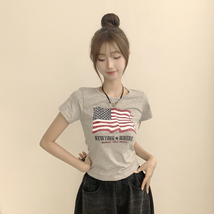 ビンテージスリムフィット半袖Tシャツ GREY