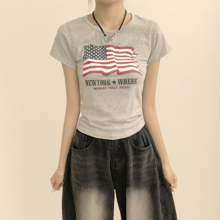 ビンテージスリムフィット半袖Tシャツ GREY