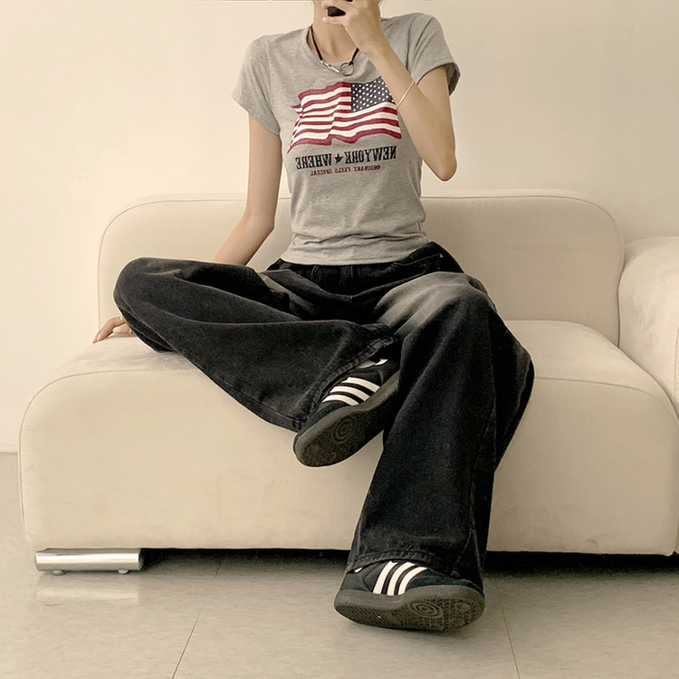 ビンテージスリムフィット半袖Tシャツ GREY