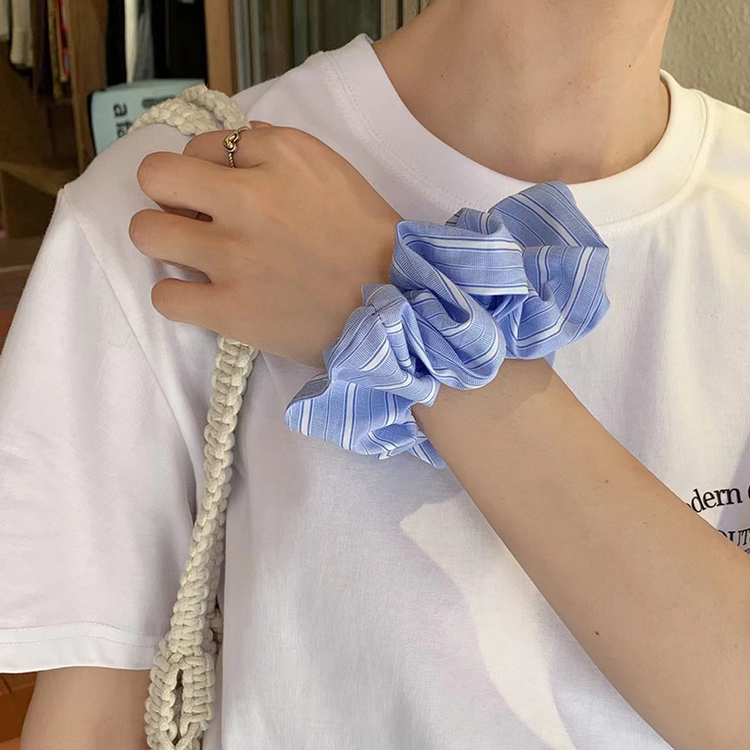 カジュアルストライプシュシュ 3-BLUE