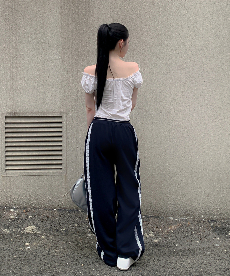 【2way】スクエアネックリボンレースブラウス WHITE