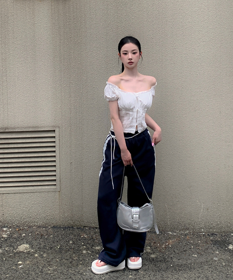 【2way】スクエアネックリボンレースブラウス WHITE