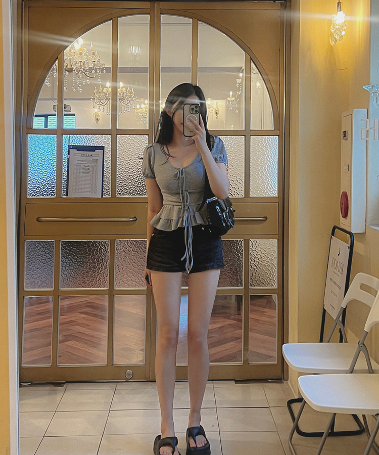 クーリングデニムショートパンツ BLACK DENIM