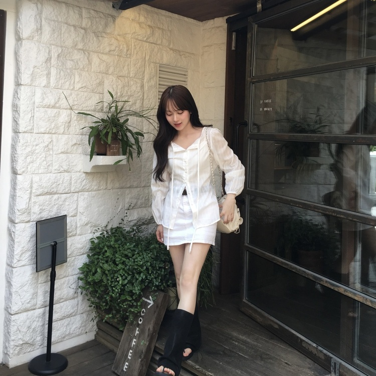 데님 스판 치마바지 화이트