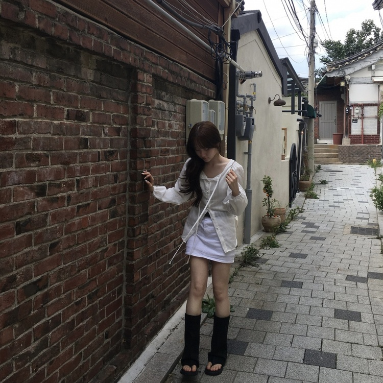 데님 스판 치마바지 화이트