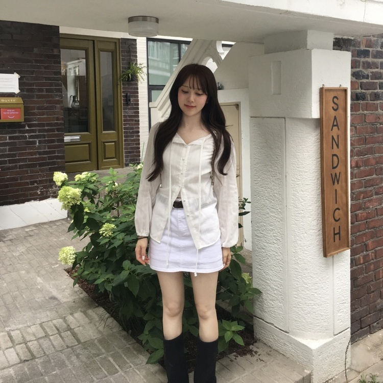 데님 스판 치마바지 화이트