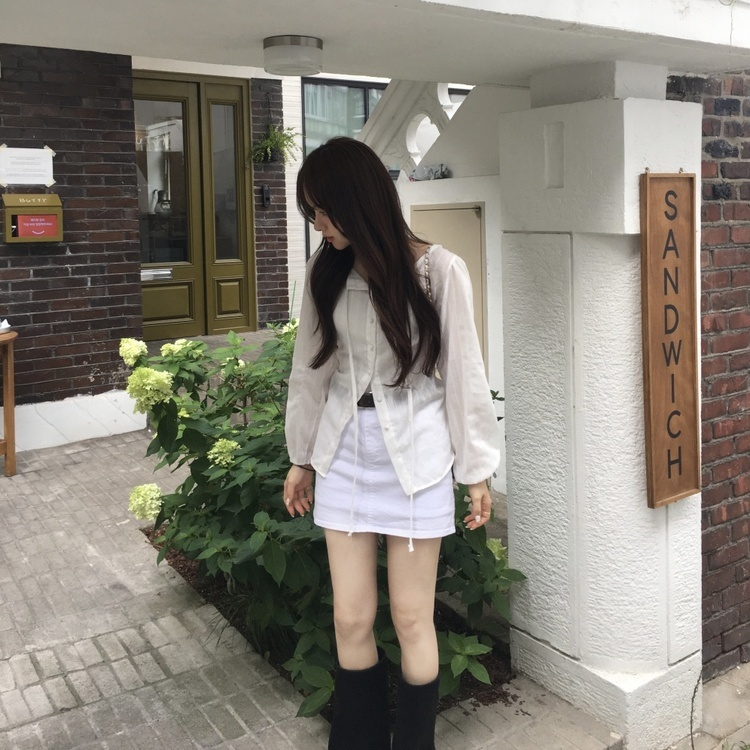 데님 스판 치마바지 화이트