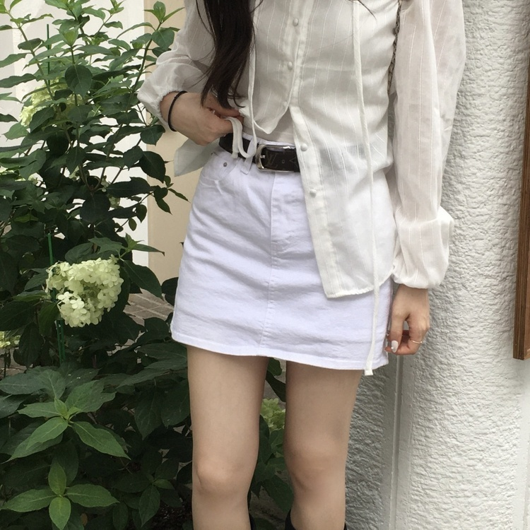 데님 스판 치마바지 화이트