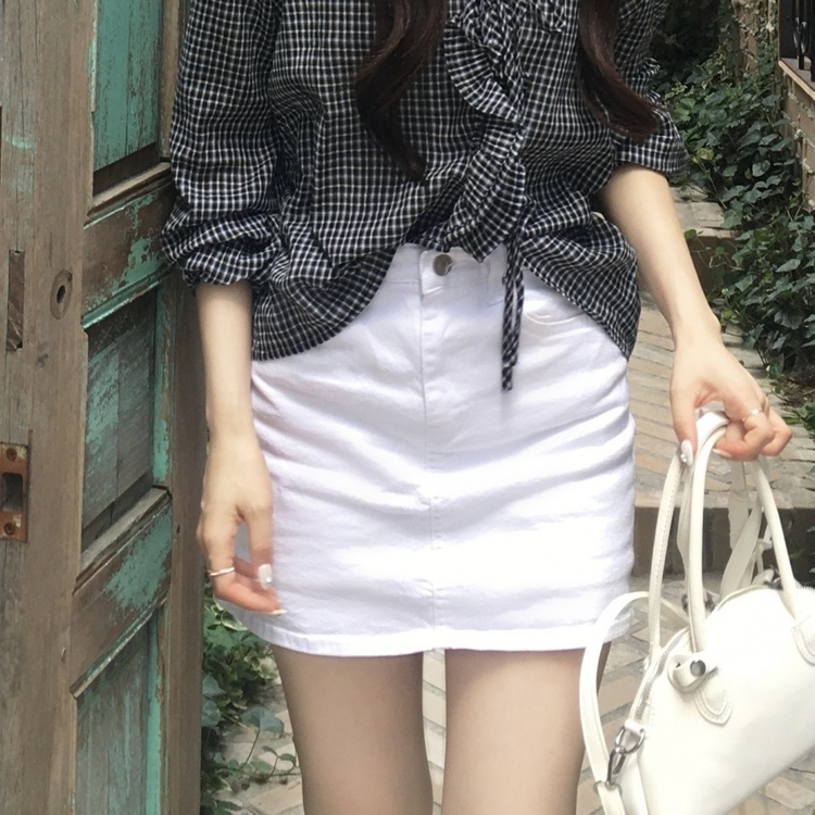 데님 스판 치마바지 화이트