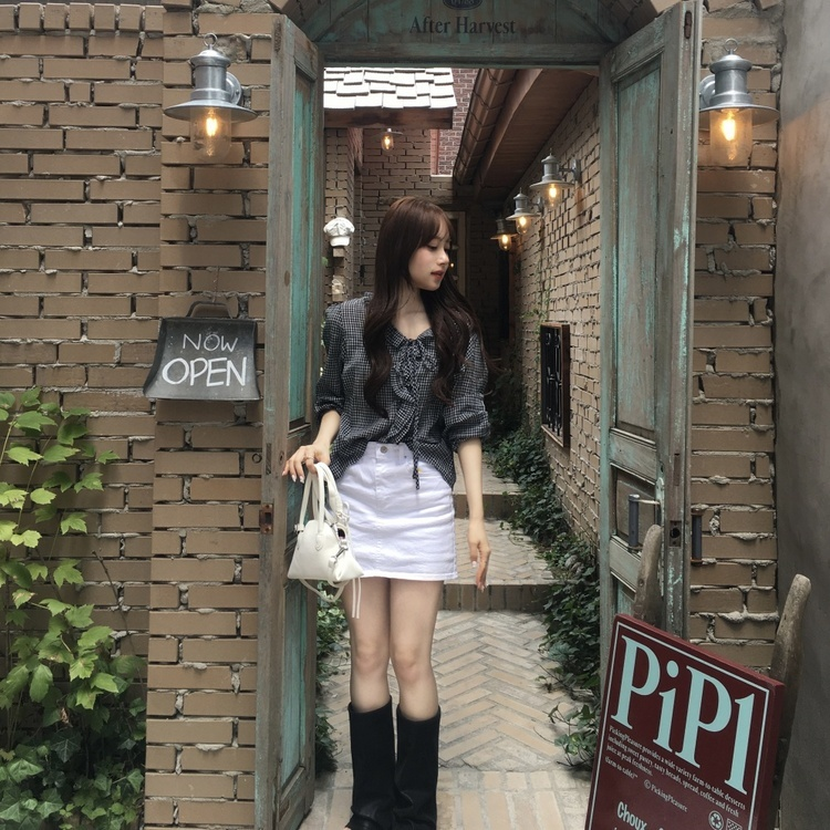 데님 스판 치마바지 화이트