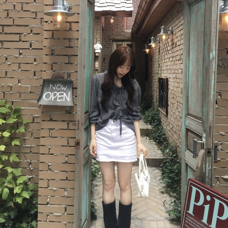 데님 스판 치마바지 화이트