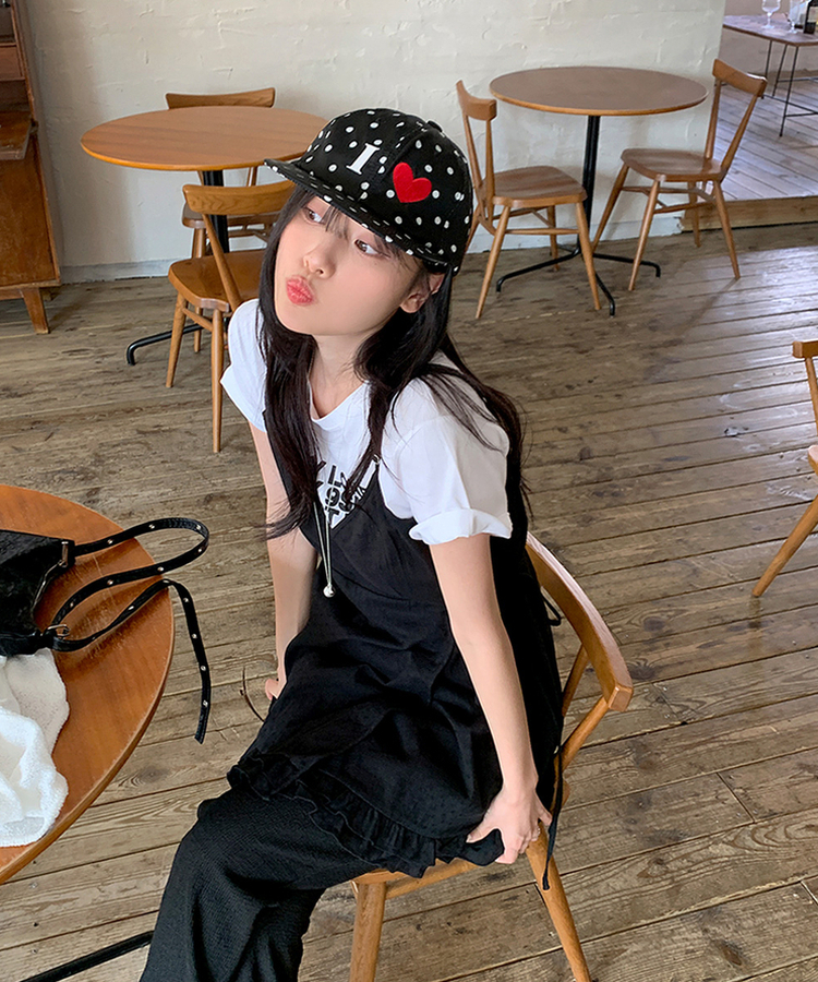 ドットハートキャンプキャップ｜ヘアアクセサリー｜韓国ファッション