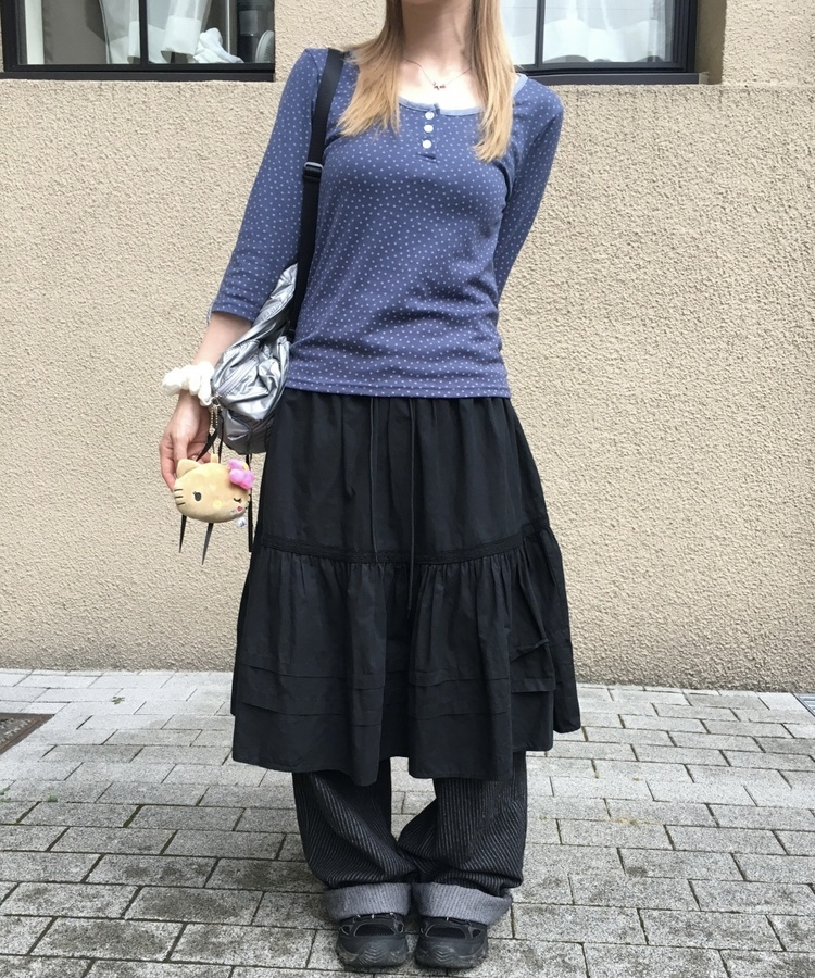 Mabling BUNNY ヘンリーネックTシャツ ズボン セット ブルー 韓国 PAIRMANON STREET（ペアマノンストリート） セットアップ 「PAIRMANON