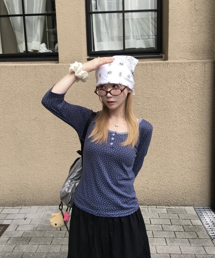 Mabling BUNNY ヘンリーネックTシャツ ズボン セット ブルー 韓国 PAIRMANON STREET（ペアマノンストリート） セットアップ 「PAIRMANON