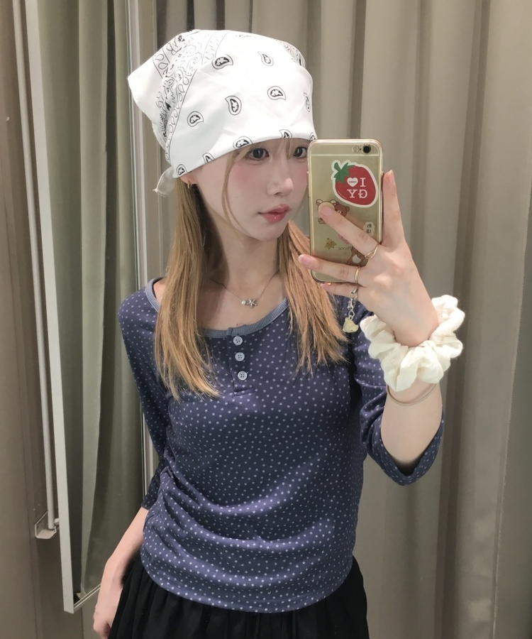 ヘンリーネックスター長袖Tシャツ｜長袖Tシャツ｜韓国ファッション通販