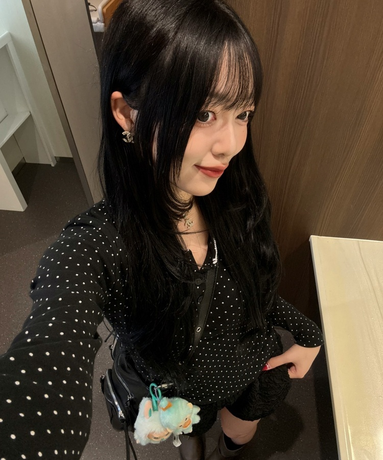 큐티 도트 레이스 티셔츠 블랙