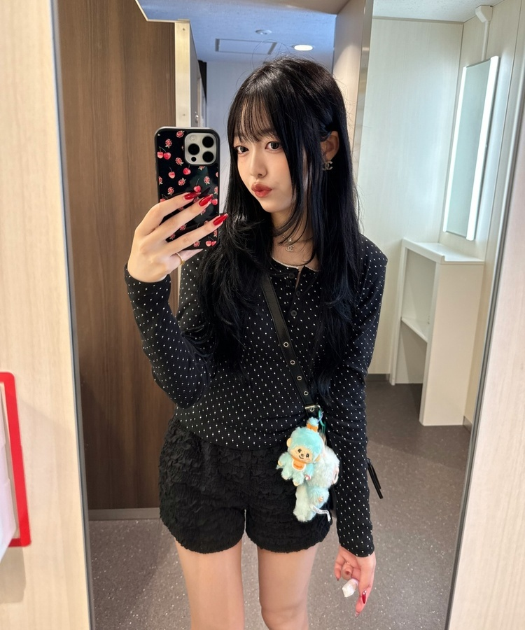 큐티 도트 레이스 티셔츠 블랙