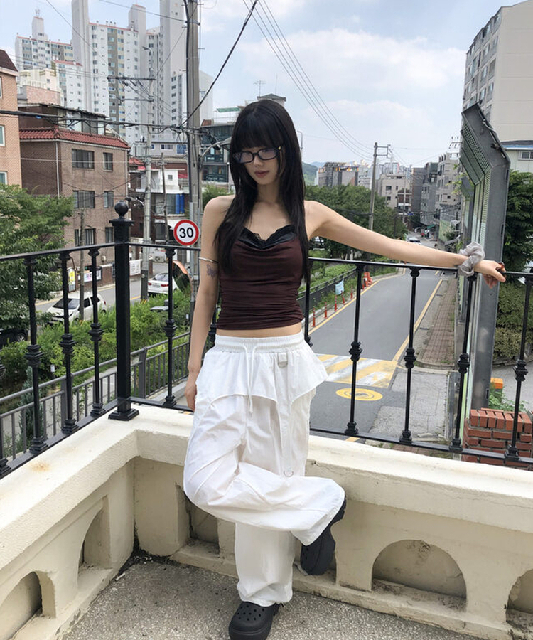 ストラップレイヤードワイドパンツ｜ワイド｜韓国ファッション通販 SONA