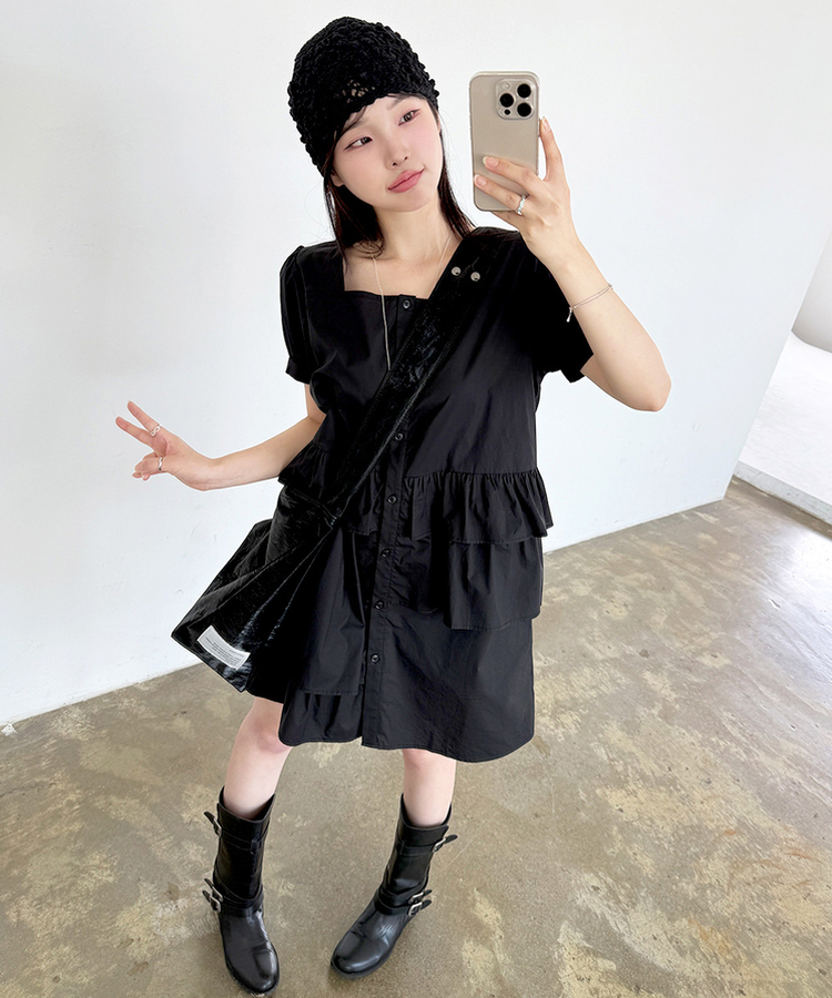 スナイデル SNIDEL エンブロイダリーラッフルミニワンピース （WHT