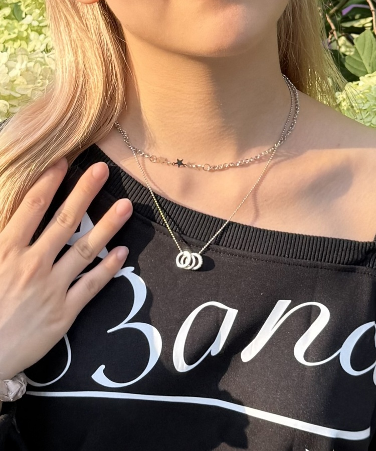 별 초커 레이어드 체인 목걸이 실버