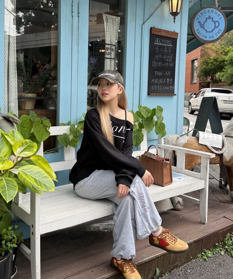 Y2K 블링 걸즈 와이드 팬츠 그레이