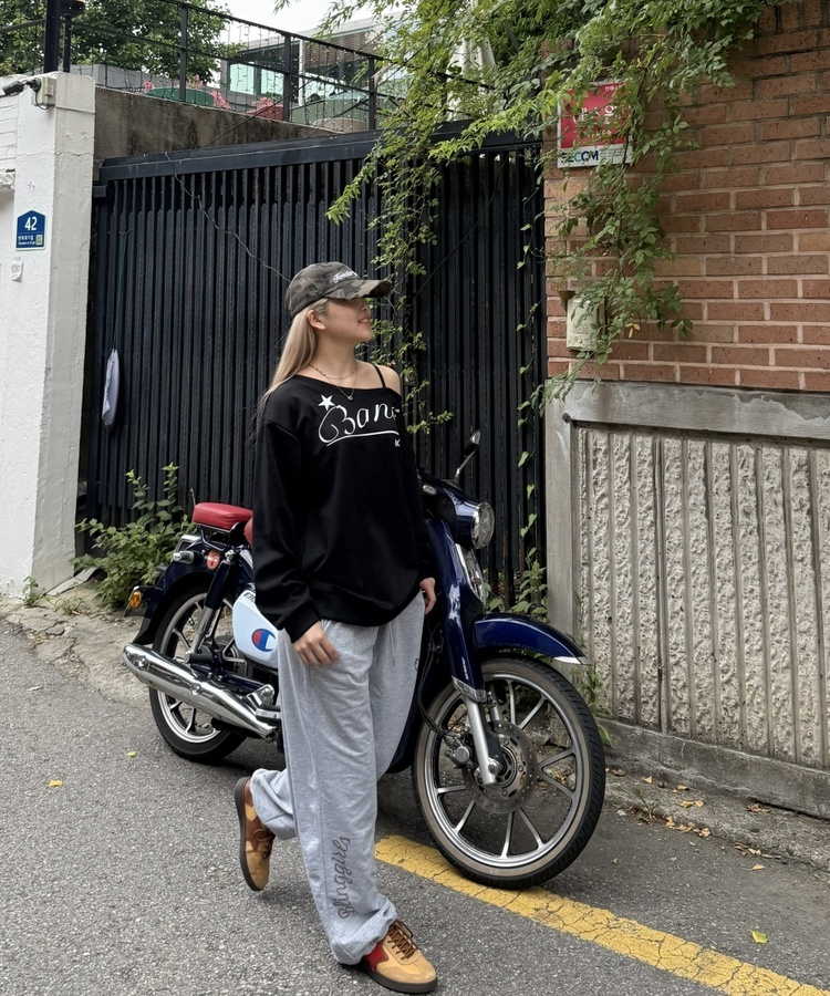 Y2K 블링 걸즈 와이드 팬츠 그레이