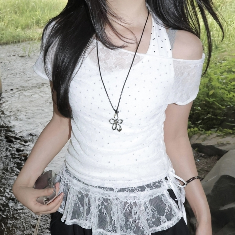 레이스 프릴 렙 레이어드 스커트 아이보리