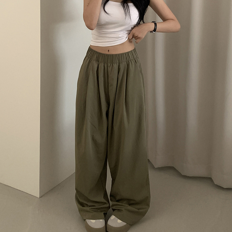 バンディングワイドピンタックトレーニングパンツ KHAKI