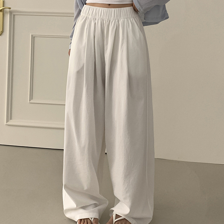 バンディングワイドピンタックトレーニングパンツ WHITE