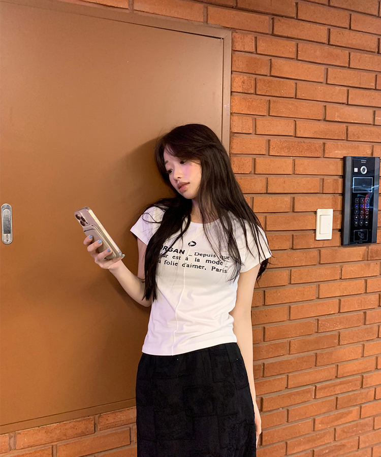 レタリング半袖Tシャツ IVORY