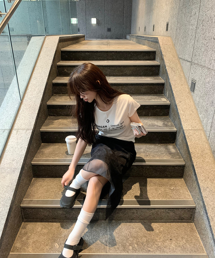 レタリング半袖Tシャツ IVORY