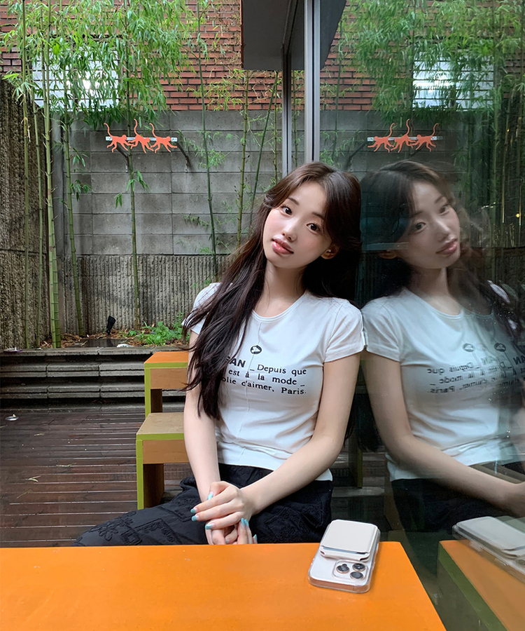 レタリング半袖Tシャツ IVORY