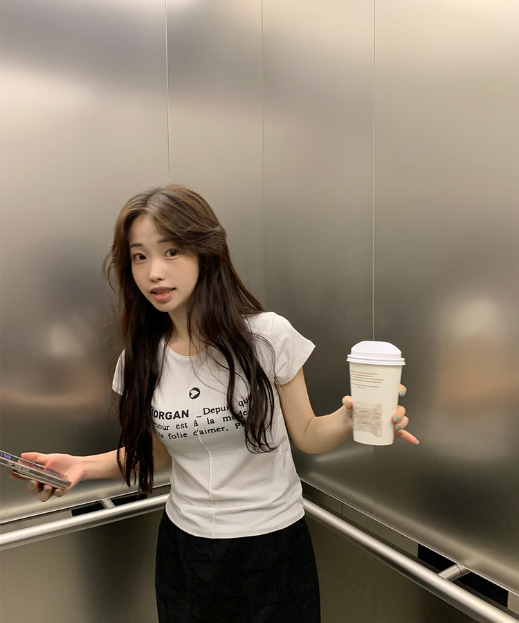 レタリング半袖Tシャツ IVORY