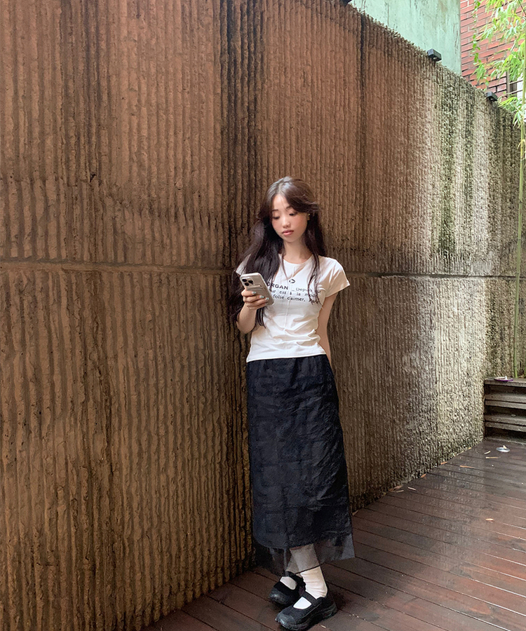 レタリング半袖Tシャツ IVORY